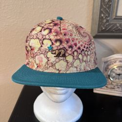 Official Snapback Hat California Bear Star Abstract Pattern Teal Brim Cap OSFM