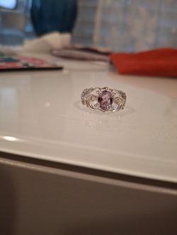 Silver Filigree Ring with Purple Stone
