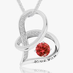 Enduring Hearts Purple Zircon Necklace for Women - 14K Gold Plated Copper Infinity Pendant, Dainty Everyday Jewelry