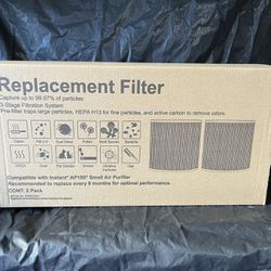 F100 Filter Replacement, Compatible with Instant® AP100 Small Air Purifier, H13 Grade True HEPA Filter with Antimicrobial Coating and Activated Carbon