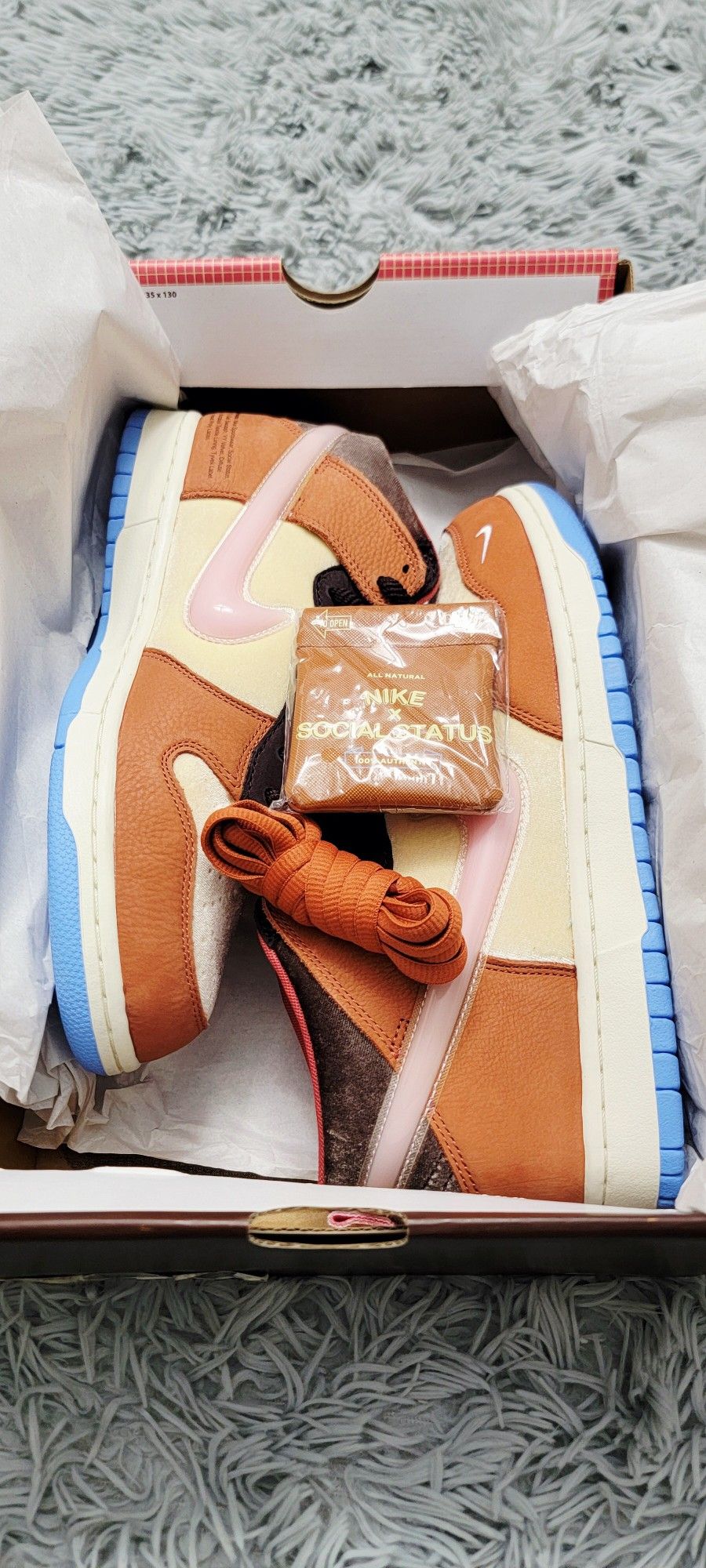 Size 10.5 Nike Social Status X Dunk Mid Chocolate Milk DJ1173-700.