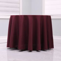 120” Round Wine Red Burgundy Tablecloths