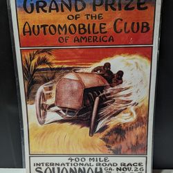 1908 Automobile Club Race Poster Reprint 12X18" - Classic Racing Memorabilia