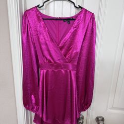 Hot Pink Satin -Midnight Doll Ladies Dress