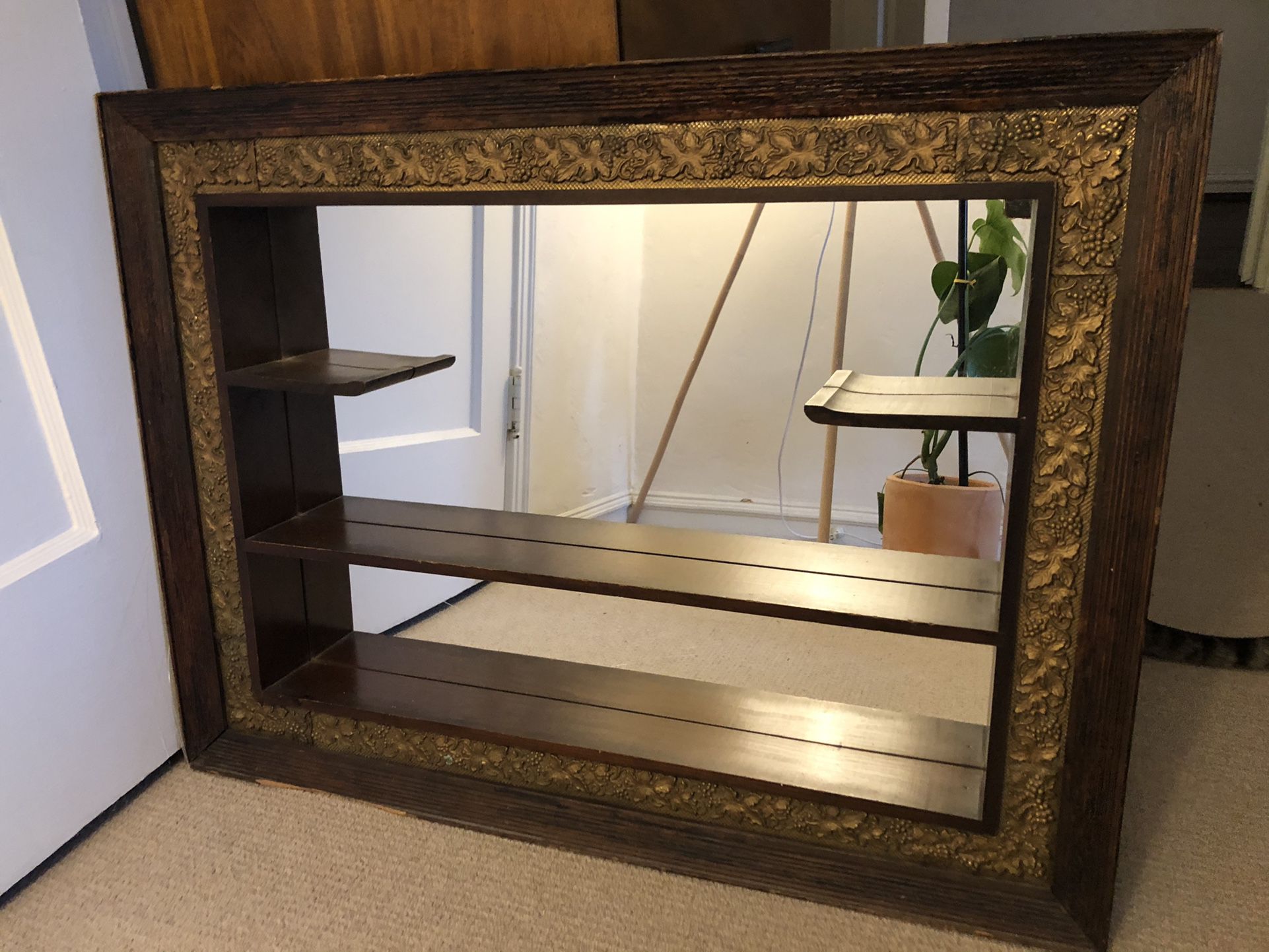 Vintage Mirror With Shelves