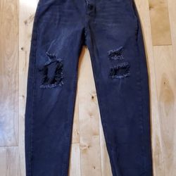 NEW Shein Womens Black Distressed Jeans (L)