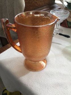 Vintage Marigold Crackle Pattern Pitcher