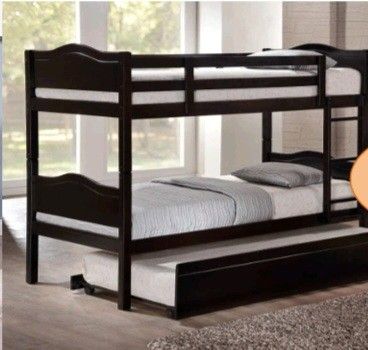 Bunk Beds Frame Twin Over Twin Size Color Espresso Or White 