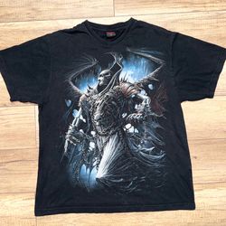 Vintage Spiral Direct Skull Gothic Grunge Graphic Double Sided T Shirt Mens XL