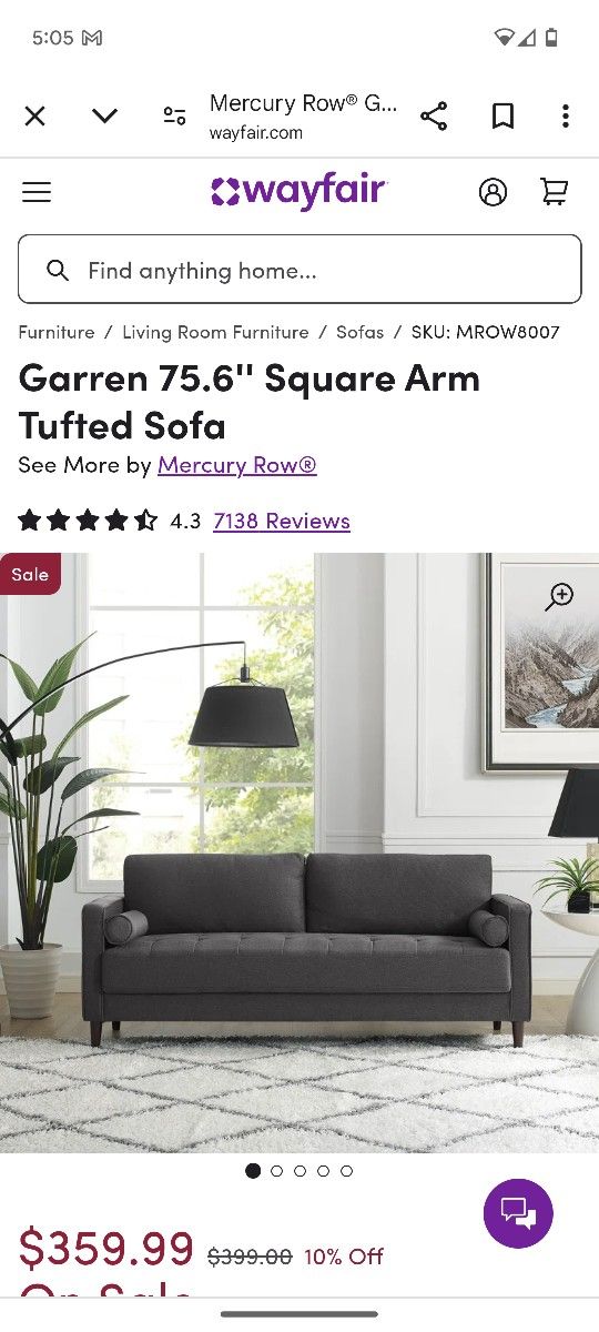 Price Slashed! $50 Tufted Sofa South Windsor.