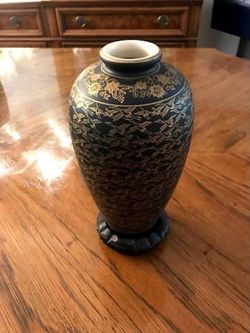 Andrea by Sadek Beautiful Brown Vase with Gold Trim - Made in Japan