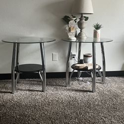 2 Glass End Tables 