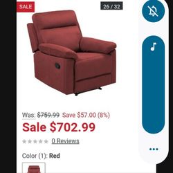 Red Recliner Manual Recliner Living Room Furniture Sofa Recliner Couch Recliner Brand New In The Box