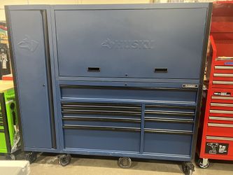 80 in. W x 24 in. D Heavy Duty 10-Drawers Garage Workcenter and Side Locker Tool Chest Combo in Matte Blue 80 in. W x 24 in. D Heavy Duty 10-Drawers Garage Workcenter and Side Locker Tool Chest Combo in Matte Blue