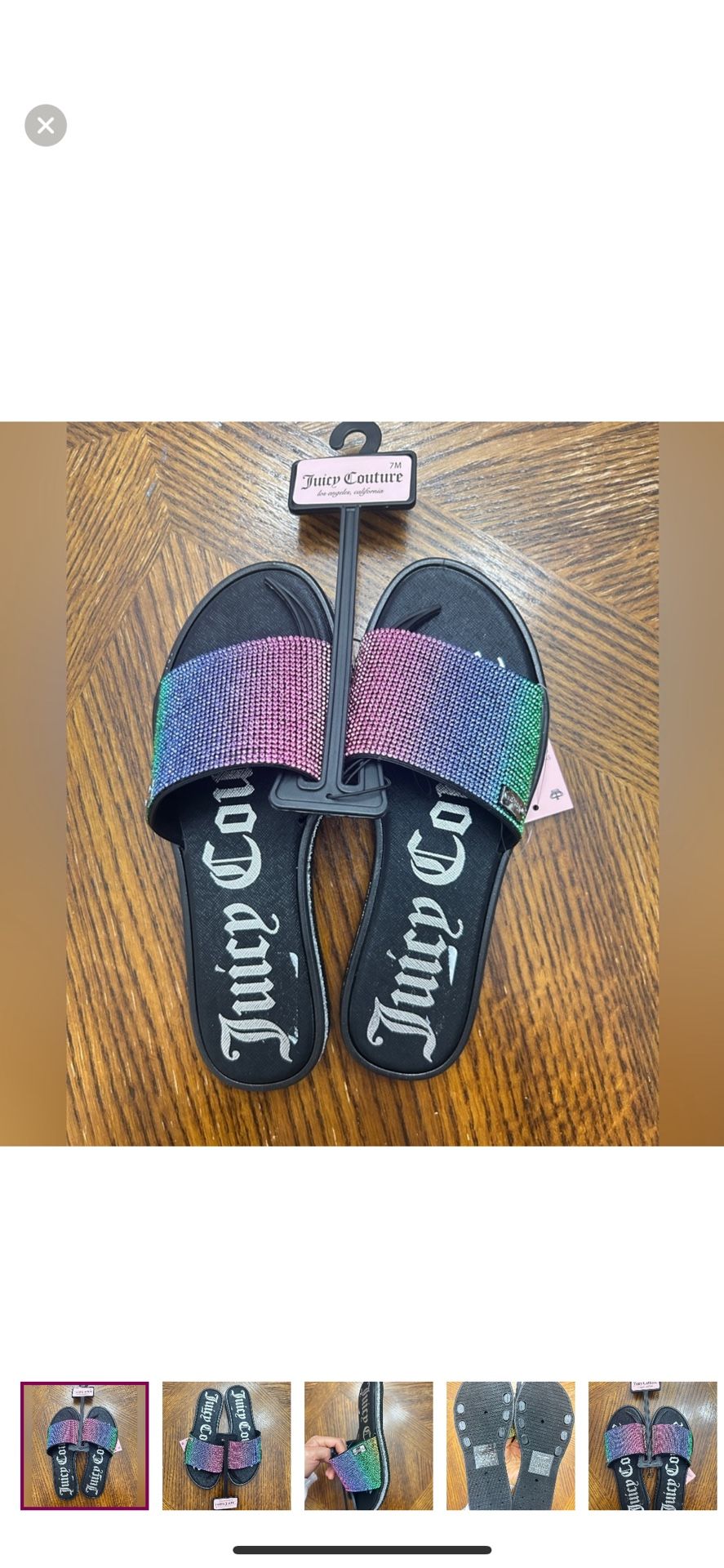 NWT Juicy Couture women rainbow glitter slide sandals Size 7
