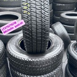SET OF FOUR SLMODT NEW TIRES MICHELIN LT AT  275/70/18 