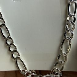 Mens Sterling Silver 24 Inch Figaro Chain Necklace