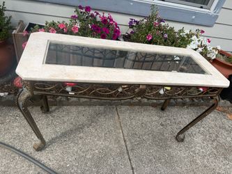 Marble Top Glass Insert Console Table
