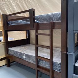 Bunk Bed Pinewood Mattress Deluxe Brand Included Twin/Twin 