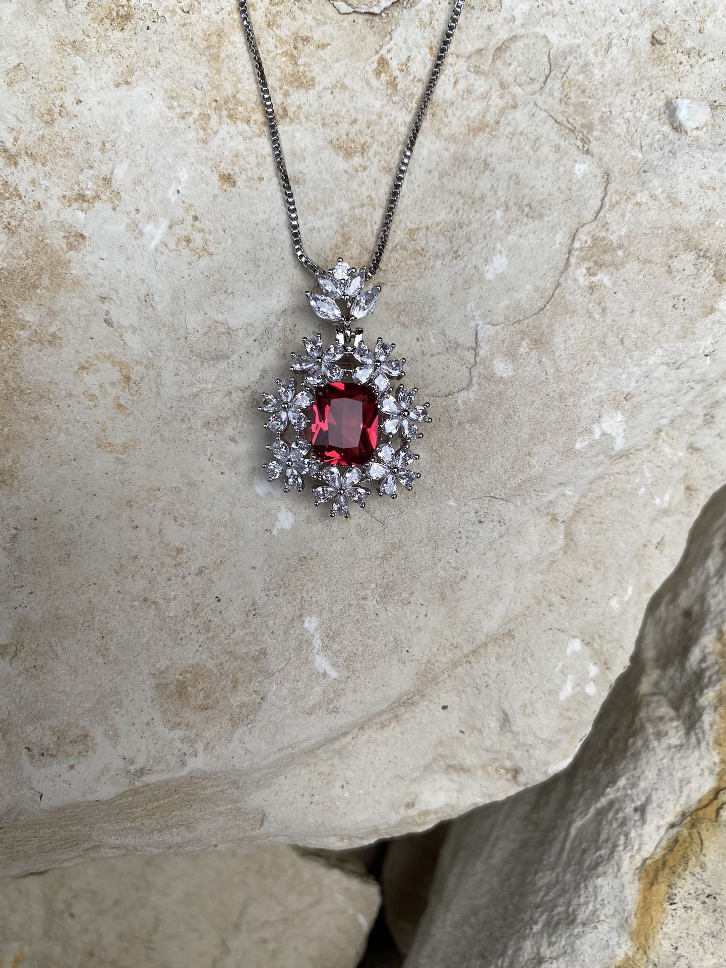 Red Ruby Colored Luxury Necklace