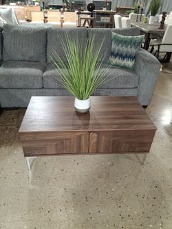 Mid-Century Modern Walnut Coffee Table with Storage