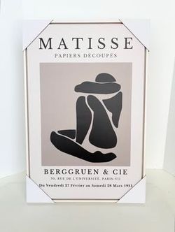 16" x 24" Black & White Matisse Wall Art Print on Canvas in Off-White Floating Frame