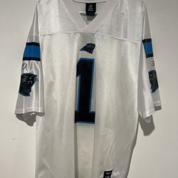 Men’s Large Reebok Caroline Panthers Cam Newton #1 White Jersey 