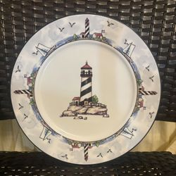 Vintage Nautical Coastal Lighthouse Salad Plate Discontinued 