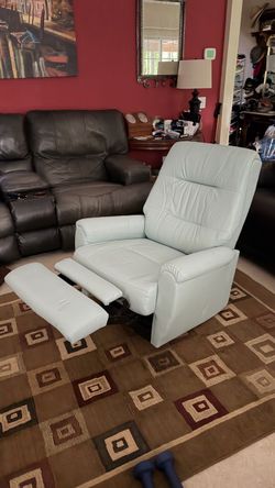 Light Blue Leather Rocker Recliner