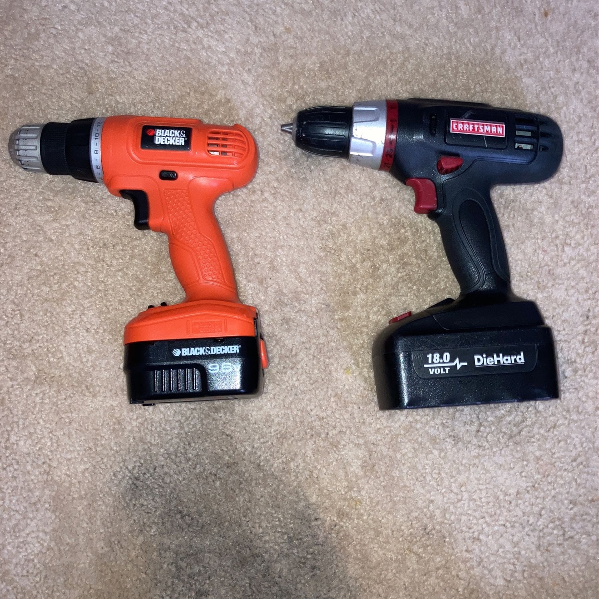 Craftsman 18v + Black&Decker 9.6v Drills