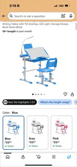 Kids Height-Adjustable Desk and Chair Set