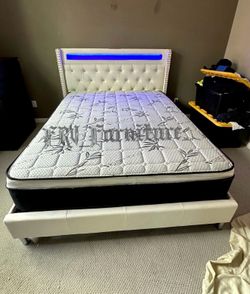 New Queen bed frame with mattress
