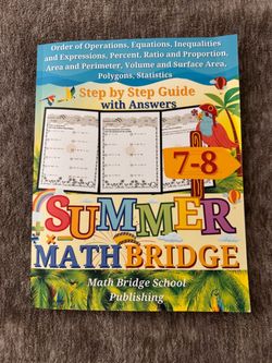 Summer Math Bridge Grades 7–8 Workbook With Answers – Unused