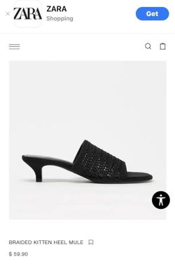 Zara Black Knit Kitten Heel Size 8.5