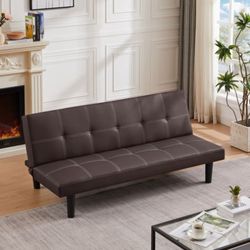 Brown PU modern sofa bed
