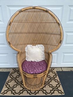 Vintage Rattan Wicker Peacock Chair