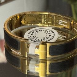 H Black Gold Enamel Bangle Bracelet 