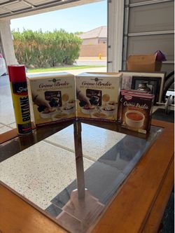 Pair of Dean Jacobs Creme Brulee kits-Includes 2 Torches & 8 Bowls W/Butane Refill, 2-4 pks Dr Oetker Mix