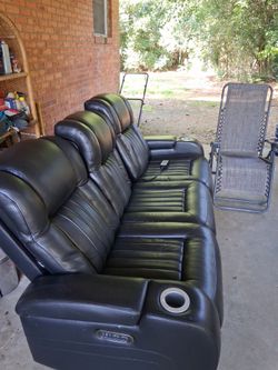 Black leather luxury couch
