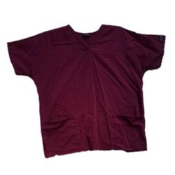 Cherokee Unisex Adult Maroon Vneck Short Sleeved Scrub Shirt Two Pockets