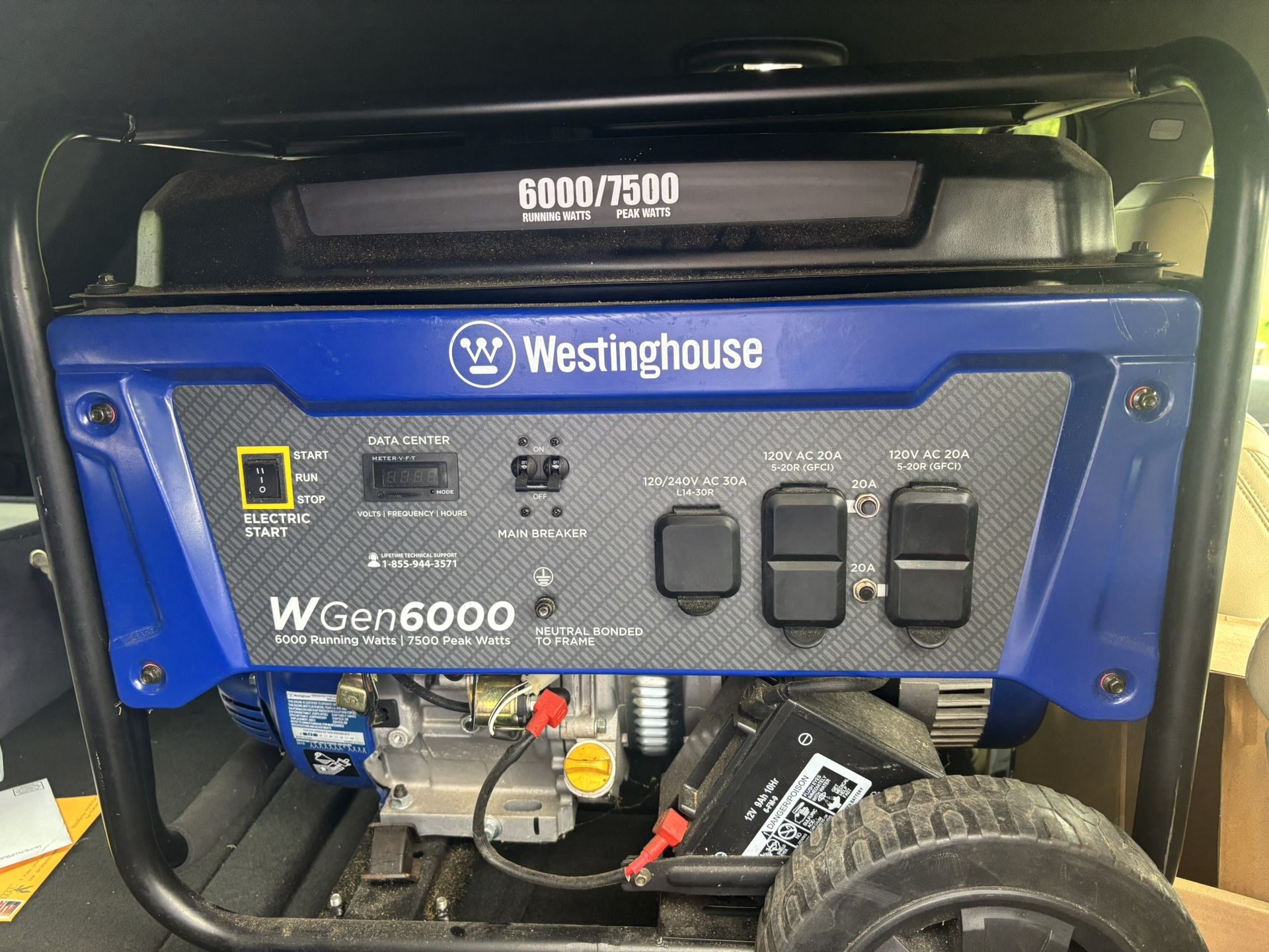 Westinghouse WGen6000 Portable Generator with Electric Start - 6000 Rated Watts & 7500 Peak Watts - Gas Powered 