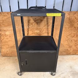 retford Rolling Metal AV Cart – Adjustable Height & Locking Cabinet (with Key)