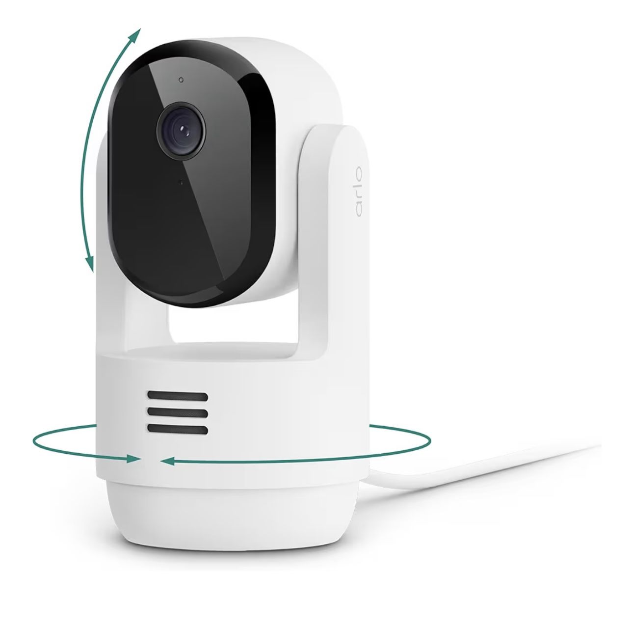 Arlo Essential Indoor Pan Tilt Pet Camera 2K (2025 Release) - Wired Plug-In Power, Animal Detection, Dog Bark Audio Detection, Animated Preview, 1-Mon