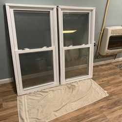 60” X 28” Milgard Trinsic Series Double Hung Vinyl Window Set Of 2.   