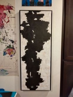 Abstract Black and White Framed Canvas Art