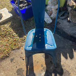 Blue metal chair