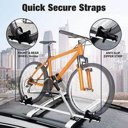 New Upright Roof Mount Bike Rack Aluminum Bicycle Carrier for Roof Racks with Locking System for Car