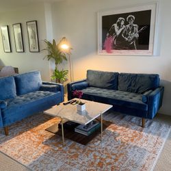 Prussia Blue Sofa & Love Seat Set