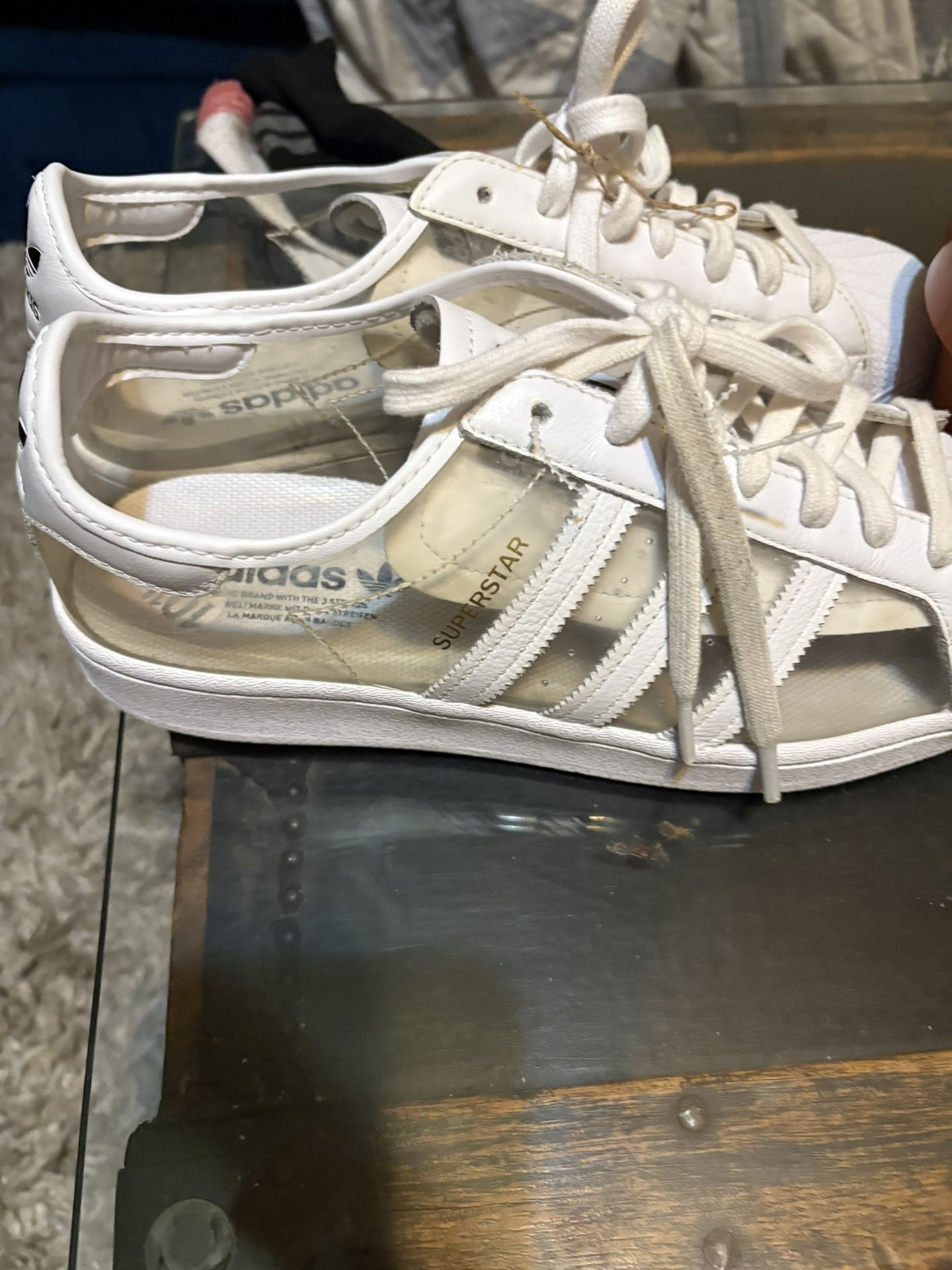 2021 Transparent Adidas SuperStar Shell Toes Sz 10.5