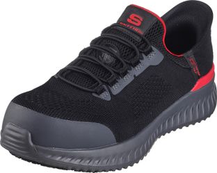 Skechers Men's Hands Free Slip-Ins Tilido Fletchit Comp Toe Construction Shoe, Black/RED, 9.5